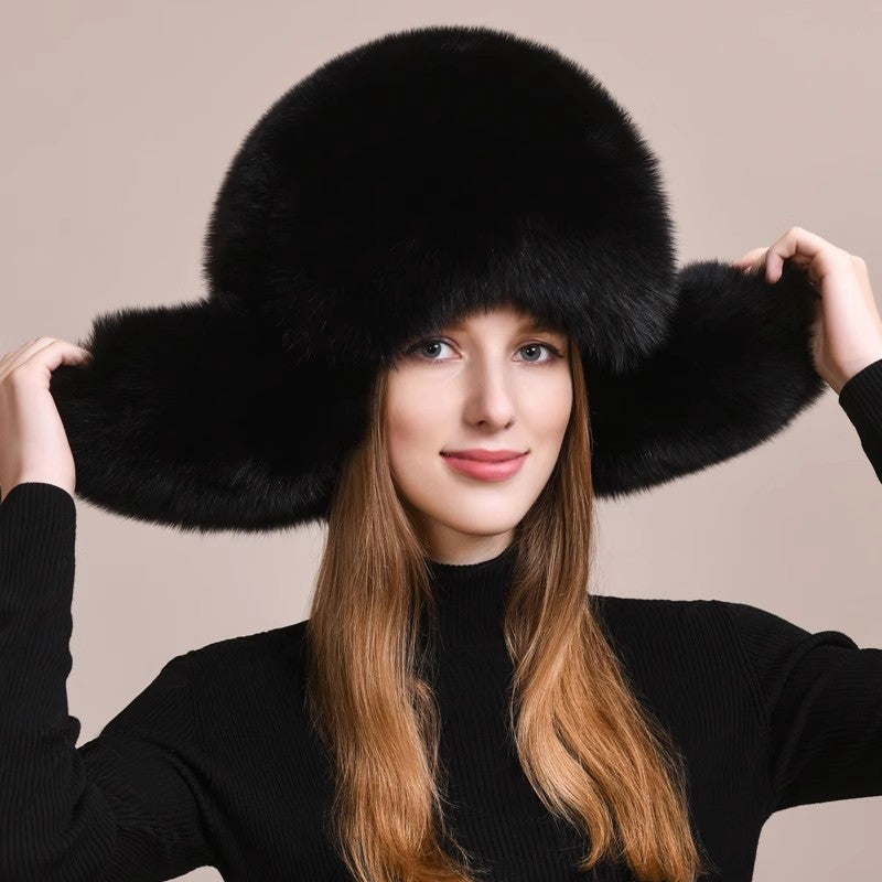 Fireladyfur Women's Solid Earmuffs Hat in a Classic Style
