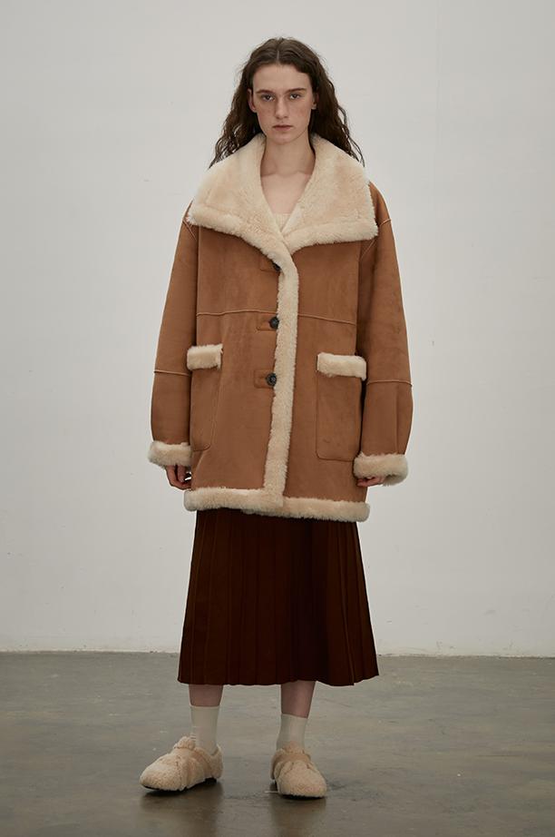 【rrr】Luan POODLE FUR COAT ブラウン Makino Tour ”Pure Wool And Artificial Compound Suede