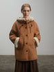 "Danish Winter" Shearling Wool Contrasting Artificial Compositesuede Coat Hooded Short Style