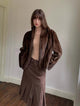 Warm coffee mink retro imported stand collar short mink fur coat