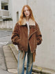 City Travel Fashionable Warm Distressed Denim Wool Collar Down Jacket