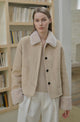 "Slightly Sweet Latte" Furry Lapel Wool Artificial Compound Suede Casual Straight Shearling Jacket