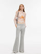 "American High Street" air-spun OE cotton fashionable low-rise fit wide waist drawstring flared pants