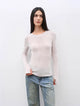 Women's Glove cuffs white sweater loose slightly flared long sleeve O-neck Slim Fit basic T-shirt,"urban simplicity"