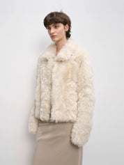 Fireladyfur Women's Soft & Warm Short Wool Sheepskin Coat“Blackmoon Berlin”