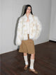 Polar Snow Casual Handmade Swoosh Printed Stand Up Lapel Fox Fur Coat
