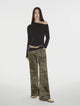 Off-shoulder Slim Fit Lyocell Tencel Wool Long Sleeve T-shirt"Fashionable Street"