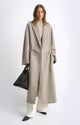 "Desert Heart"women's original color wool peaked lapel drawstring mid-length wool coat