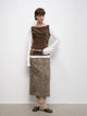 "Thousand Layers of Echoes" Chenille Original Print Camouflage Retro Distressed Straight Mid-Waist Skirt