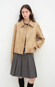 "Miss Sven" Lapel Two-tone Wax Sheepskin Short Jacket Leather Coat Women