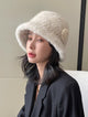 Mink Woven Fur Hat Women's Camellia Flower Bucket Hat