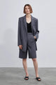 Women's high-density mixed color cotton and linen raw edge straight-leg suit pants