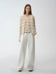"Nice Weekend" striped mixed woven V-neck early spring layered knitted cardigan top/vest