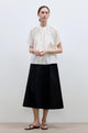 "Silent Island" Stand-up collar pleated short-sleeved shirt women's casual top