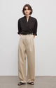 Spliced double-pleat wide-leg trousers straight-leg trousers for women