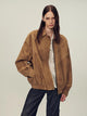 Suede top-grain sheepskin lapel genuine leather jacket