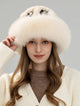 Ethnic style mink warm ear protection fox fur bucket hat