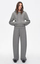 "Casual Life" Textured Cotton Loose Straight Hooded Short Sweatshirt