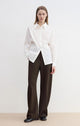 "Nostalgic Stroll" Wool Blended High Waist Curved Scimitar Casual Pants for Women