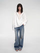 "Leisure Style" Handmade Rice Grain Embroidery Sequins Deep V Hooded Simple Profile Sweatshirt