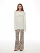 Classic all-match printed round neck slightly loose slim fit draped long sleeve T-shirt
