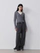 "Commuting Rules" Worsted Wool Blend Waistless Raw Edge Wide Leg Pants Slimming Scimitar Casual Pants