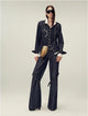 Retro-chic tri-color, low-rise, drapey, slim-fitting, bootcut straight-leg casual pants "Street Style"