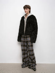 Fireladyfur Women's Soft & Warm Short Wool Sheepskin Coat“Blackmoon Berlin”