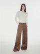 "Vintage Walk" Retro nostalgic chenille suede mid-rise cashew smudge print scimitar pants