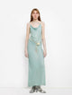 Glossy copper-ammonia silk satin light luxury swing collar slim fishtail suspender dress "Island Riddle"