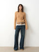 "Pure Flared" Japanese imported fabric Vintage retro washed loose flared jeans for women