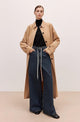 "Retro Blues" fashionable high waist pleated design washed casual wide leg jeans for women