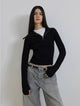 Merino wool stretch ribbed zip-up sweater "Fallen Leaf Street"