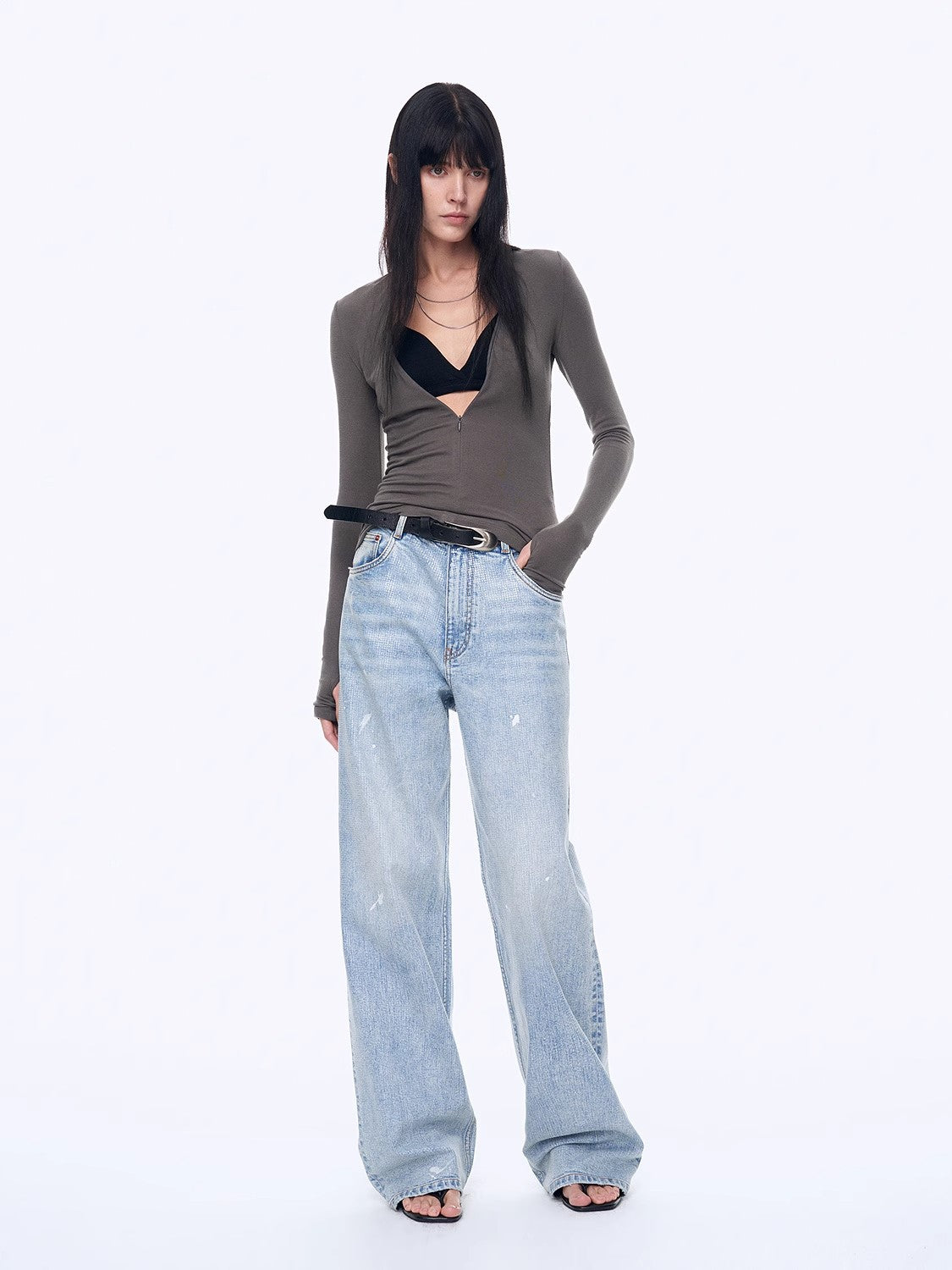 Distressed dirty dyed Tencel cotton jeans"Art Journey"