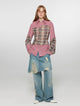 Tencel blended fake two-piece stitching jeans women's ripped raw edge straight wide-leg pants"Fashionable Sniper"