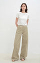 "Carol Pie" loose high-waisted wide-leg calla lily print jeans for women