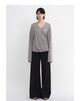 Machine washable Tencel wool V-neck two-wear elastic hem T-shirt bottoming shirt