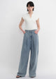 Soft Tencel Cotton Light Structure Pleated Loose Straight Wide Leg Jeans for Women