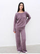 Purple Women's Sweater 2 Piece Outfit Cashmere jumper Comfortable Loose-Fit Crewneck Top Wide Leg Pants Fall Lounge Set Trendy Cozy Clothes "Half-Ripe Winter"