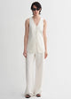 Mulberry silk linen V-neck vest summer suit for women