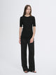 Fitted waist slimming round neck Tencel cashmere versatile short-sleeved T-shirt