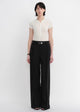 Worsted wool commuter classic drapey raw edge loose straight wide-leg pants