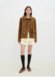 High-grade beaded suede leather short leather jacket for women"Velour"
