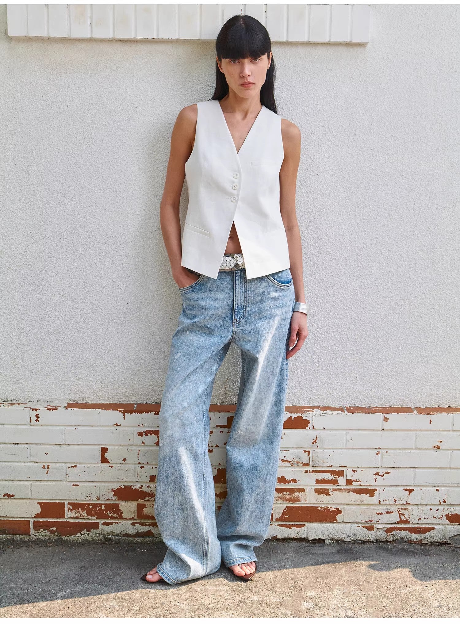 Distressed dirty dyed Tencel cotton jeans"Art Journey"