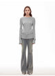 “Denimism”Fashionable Heavy Industry Washed Three-dimensional Versatile Slimming Slightly Flared Denim Trousers