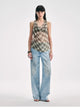 "Light and Elegant in Summer" Retro Plaid/Heavy-duty Meteor Hot Diamond Waist Vest Summer