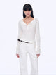 "Minimal Message" ethnic print modal knit henley collar tie long sleeve T-shirt top