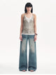 "Dream Catcher" Sequined Net Pattern Fake Two-Piece Deep V Waist Suspender Summer