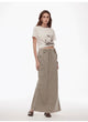 "Dune Fantasy" Wasteland Style Washed Drawstring Elastic Low Rise Straight Workwear Denim Skirt