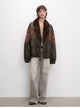 "Jumping City" Imported Suede Sheep Leather Sheep Curl Lapel White Goose Down Parka